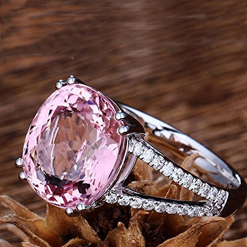 konkanok shopSize 6-10 Wedding Ring Crystal Women Silver Pink Rings Tourmaline Jewelry (9)