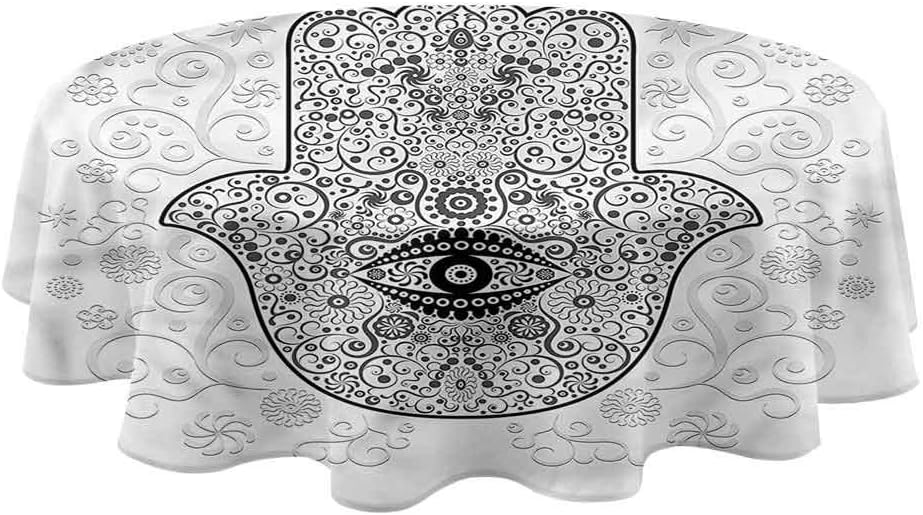 ThinkingPower Tablecloth Hamsa,Divinity Protection Sign Decorative Circular Table Cover Washable Dining Decorative (Diameter&nbsp;50")