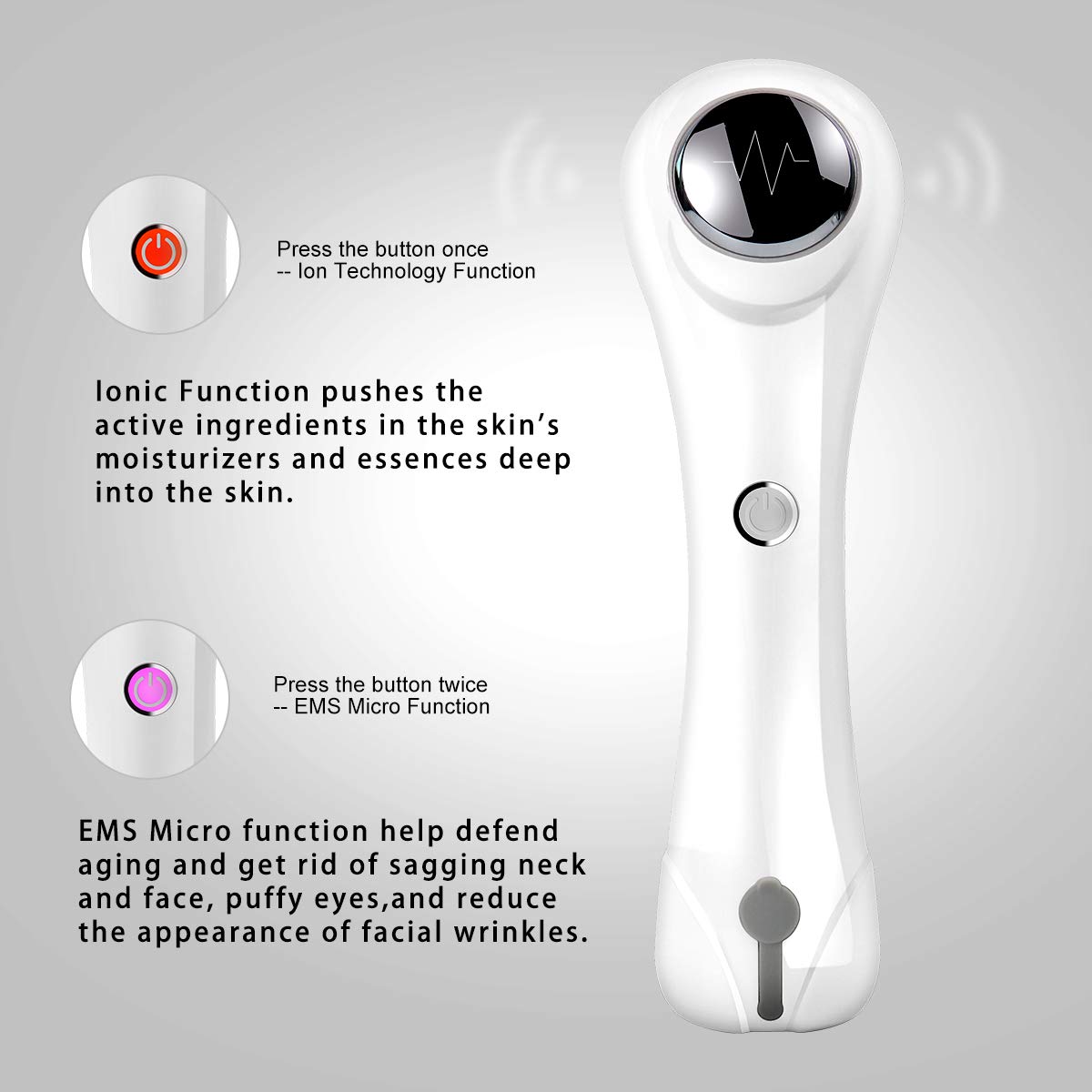 Facial Cleansing Brush, EMS & Ion Technology Dual Functional Pro Face Massage, Waterproof Face Spin Brush with 6 Brush Heads for Deep Cleansing, Gentle Exfoliating, Removing Blackhead: Beauty