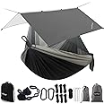 Sunyear Hammock Camping with Rain Fly Tarp and Net, Portable Camping Hammock Double Tree Hammock Outdoor Indoor Backpacking Travel & Survival, 2 Tree Straps,100% Waterproof
