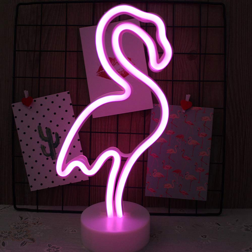 NIWWIN Neon Light Sign LED Wall Decor Night Light USB/Battery Operated Neon for Christmas Birthday Gift Party Kids Living Room Wedding Decor (Flamingo)