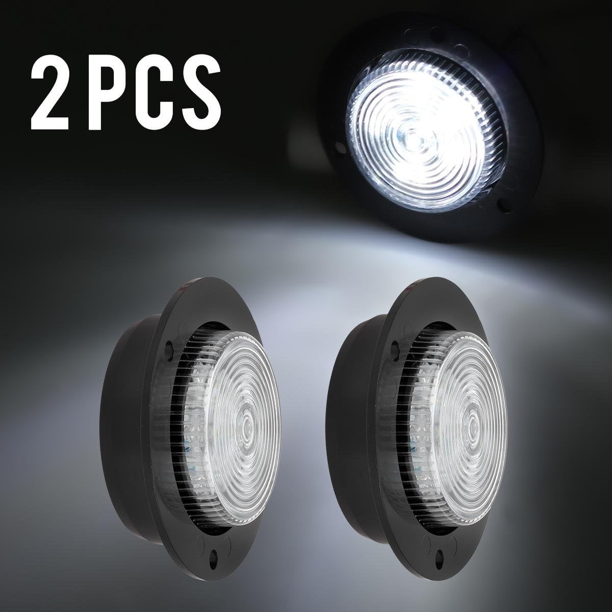 Partsam LED 2 Inch White Flange Mount Led Marker Lights Truck Trailer