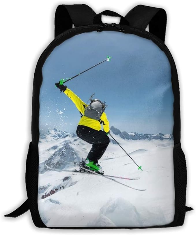 Winter Skiing Snow Jump Print Lightweight Backpacks Casual