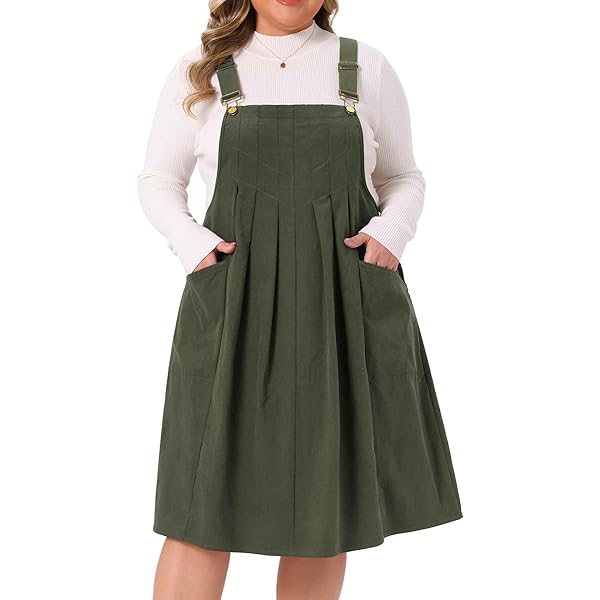 Agnes Orinda Plus Size Casual Overall for Women Pinafore Dress