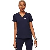 FIGS Catarina One-Pocket Scrub Top for Women — Navy Blue, L