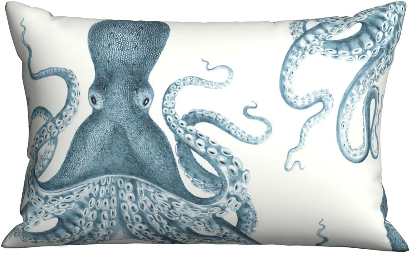 ~ Throw Pillow Case,Octopus Oasis in Sea Home Decor Decorative Cushion Case for Sofa Bedroom Car 20 X 30 Inch