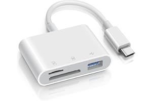 DOCUTCA USB C SD Card Reader, 3 in 1 SD Card Reader with MicroSD/SD USB 3 Ports for iPhone 15/iPad/Mac/Laptop, USB-C/Type C Memory Card Adapter for iMac, iPad Pro Air Mini, MacBook Pro Air,Galaxy and More