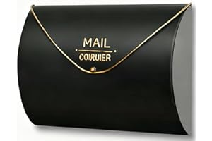 Yielycan Black Wall Mount Mailbox for Outside, Waterproof Metal Mailboxes with Rust-Proof Galvanized Steel, Large Capacity Envelope Mailbox for House, 12.99 x 10.35 x 5 Inch