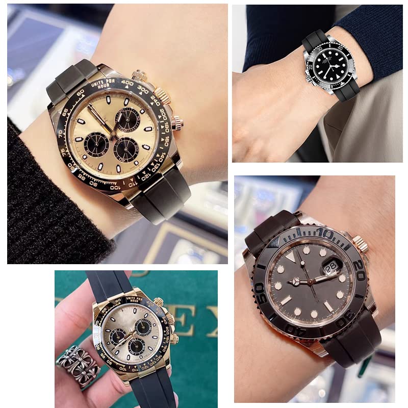Wentokye Rubber Watchband For Rolex SUBMARINER GHOST DATEJUST OYSTERPERTUAL DAYTONA YACHTMASTER Deployment Buckle 20mm Rolex Rubber Strap Replacement