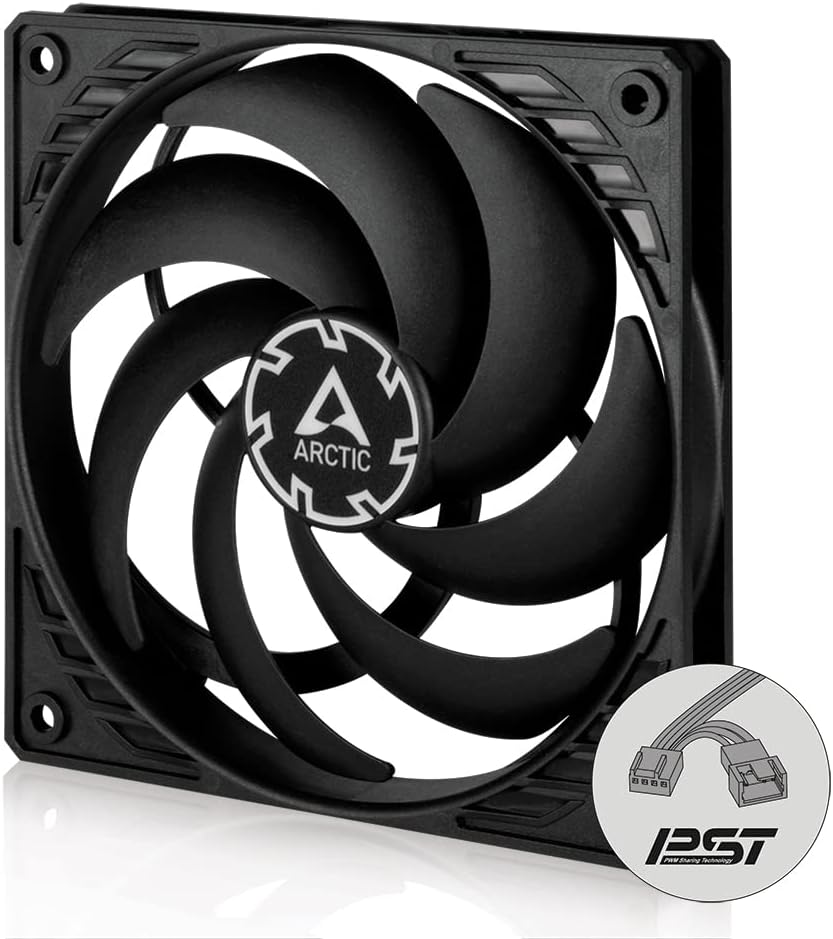 ARCTIC P12 Slim PWM PST 120mm PC Fan 300-2100 RPM Low 15 mm Height Black