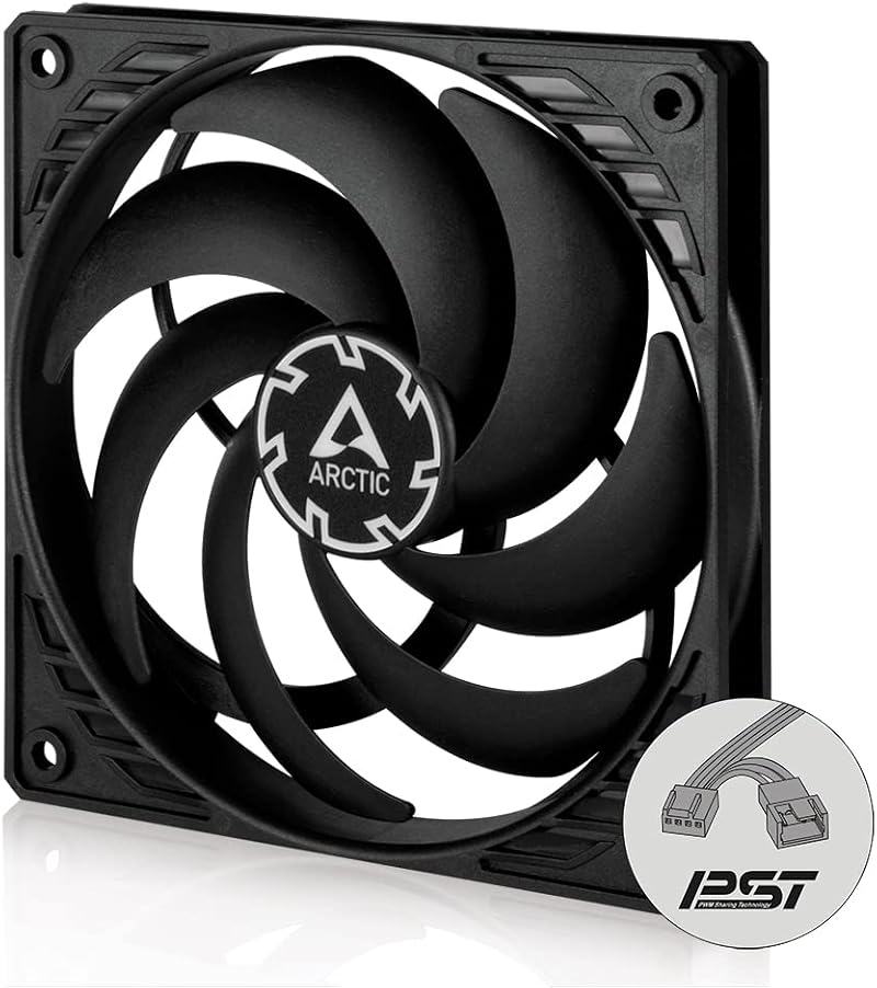 ARCTIC P12 Slim PWM PST 120mm PC Fan 300-2100 RPM Low 15 mm Height Black