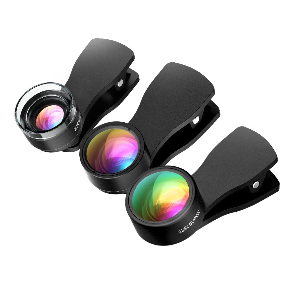 Kit Lenti 3in1 180ยฐ Fisheye Lente + 20X Macro Lente + 0,36X Grandangolo Lente, per iPhone 6/6 Plus, iPhone