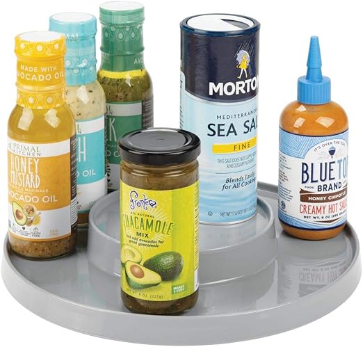 Amazon Com Mdesign Plastic Spinning 2 Tier Lazy Susan Turntable