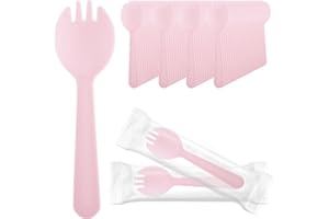 EUSOAR Disposable Sporks, 100pcs 4.5"x1.3" Plastic Sporks, Heavy Duty Heavyweight Disposable Utensils Silverware Set Individu