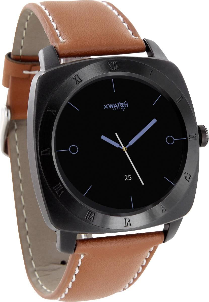 X-WATCH | NARA XW PRO BC light cognac brown smart watch iPhone and Android – Round smart watch with heart rate and pedometer