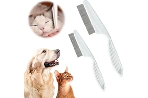 ROWPOZ Multifunctional Pet Hair Comb Tear Stain Removal, 2024 New Pets Grooming Comb Kit 2 in 1 Dog/Cat Comb Tooth Stainless Grooming Massage Comb Suitable for Small Dogs Puppies (1 Set, White)