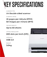 Canon imageFORMULA R30 Document Scanner Double Sided USB 60 Sheet Feeder OCR view 6