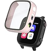 SimpleThings Screen Protector Compatible with Cosmo JrTrack 3 and 4 Kids Smart Watch, 1Pack Hard PC Case with HD Clear Tempered Glass Screen Protector for Kids Boys Girls (Pink)