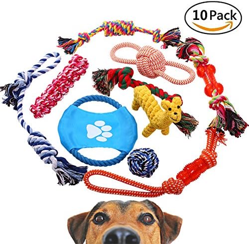 Dog Toy Set, Honfill Durable Dog Chew Rope toy, Stress-Free Pet Training Toy Great for Dental Health, Non-toxic Sturdy Cotton with Thick Knots Assortment, Value Pack for Small Medium Large Breeds