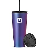 IRON °FLASK Classic Tumbler - Vacuum Insulated Stainless Steel Water Bottle, Double Walled, Drinking Cup, Insulated Travel Mug (Aurora, 32 oz Solid Lid)