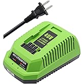 New Replacement Charger Compatible with Greenwks 40V Lithium Ion Battery Charger 29482 29462 29472 2901319 2938302 BAF702 L-300 BAF704 BAF705 Compatible for 40V G-MAX Power Tools 29252 20202 22262