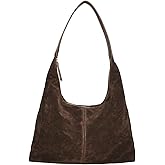 KJMYYXGS Faux Suede Tote Bag for Women, Large Slouchy Suede Hobo Shoulder Bag, Soft Crescent Purse for Work Travel College