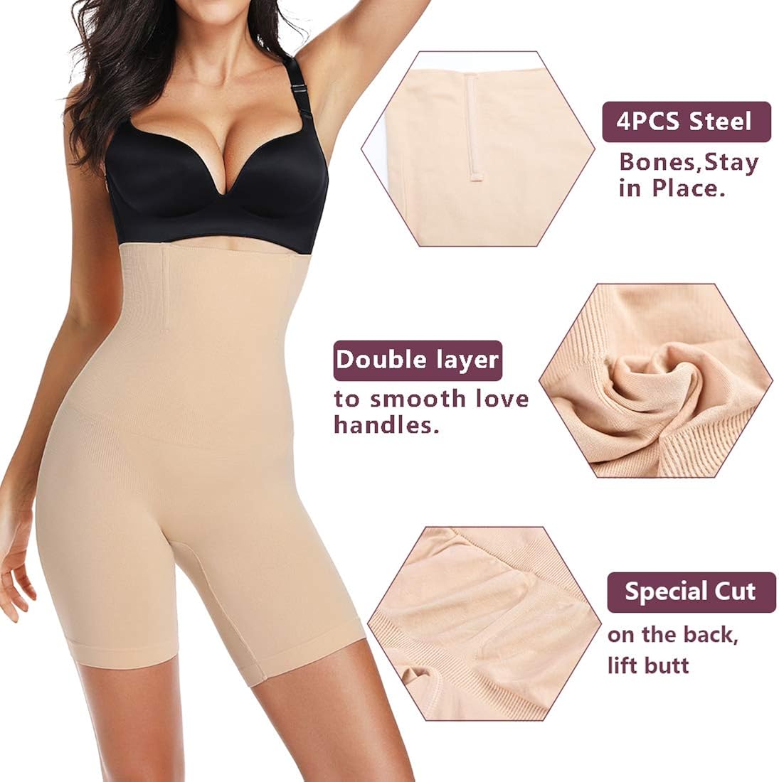Shapewear Shorts for Women Thigh Slimmer with Lace Slip Shorts Under Dress Tummy Control Panties Body Shaper at  Women’s Clothing store