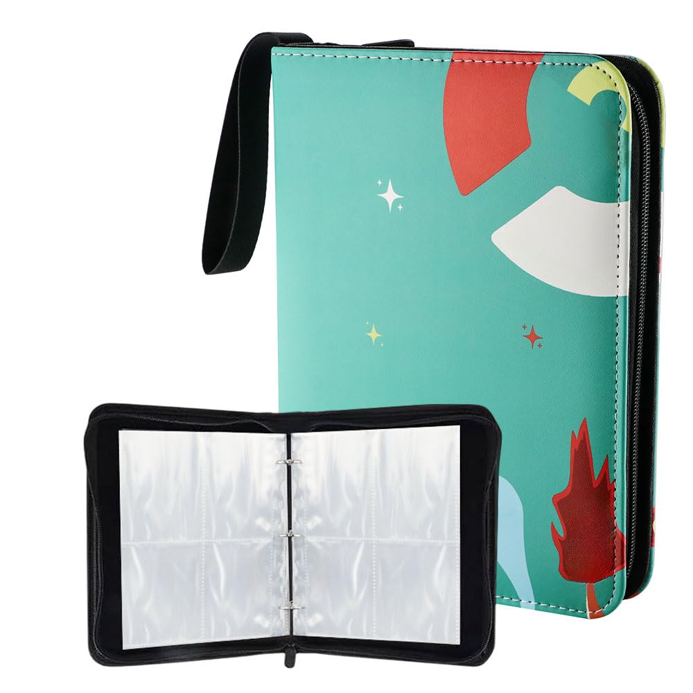 480 Pockets Trading Card Binder Cards Holder Album, 60 Pages 4-Pocket Card Binder PU Leather Collectible Card Album with Zipper for Boys Girls Collector
