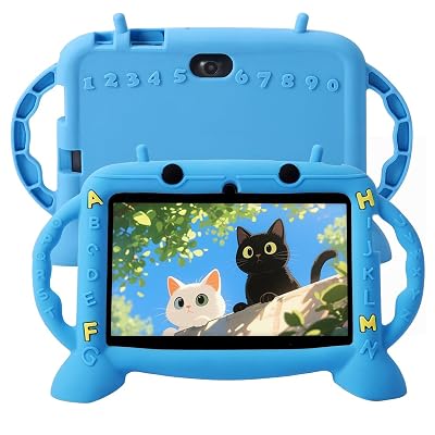 MengDash Kids Tablet, 7 inch Tablet for Kids 3-10, Educational Learning Toddler Tablet Android 11, 3GB RAM+32GB ROM Storage, Google Play YouTube (Blue)