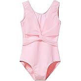 MdnMd Leotards for Girls Dance Ballet Gymnastics Sleeveless Tank with Mesh Cross Front
