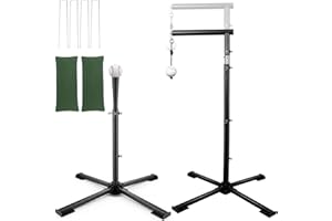 2 in1 Baseball Swing Trainer with X Base, Height Adjustable 20-54 inches, 2 Sandbags for Maximum Stability, 3 Balls & 4 Groun