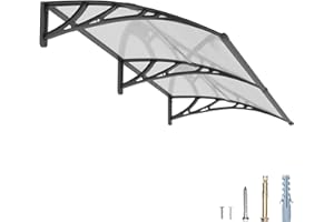 NEBAIKA 32 * 80'' Window and Door Awning Exterior, UV/Rain/Snow/Sunlight Protection Sheet, UPF 50+ Polycarbonate Overhang Canopy, House Overdoor Awnings for Door Entrance Outside/Patio/Porch/Deck