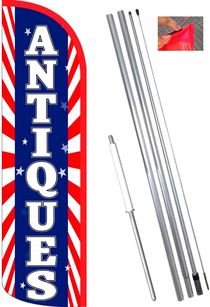 Vista Flags Antiques (Sunburst) Windless Feather Banner Flag Kit (Flag, Pole, Ground Mt)+