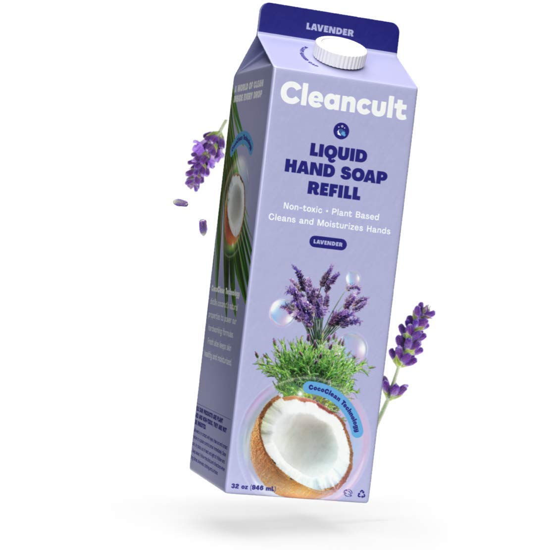 cleancult Liquid Hand Soap Refill | Biodegradable Eco Friendly Non Toxic Moisturizing Sensitive Skin Safe Natural Ingredient Reduced Waste Package, Lavender Scent, 16 oz Carton, 3 Pack: Beauty