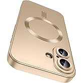LEKEVO Magnetic for iPhone 17 Case [Compatible with MagSafe][Built-in Camera Lens Protector] Slim Thin Soft Silicone Bumper Shockproof Metallic Luster Phone Case (Gold)