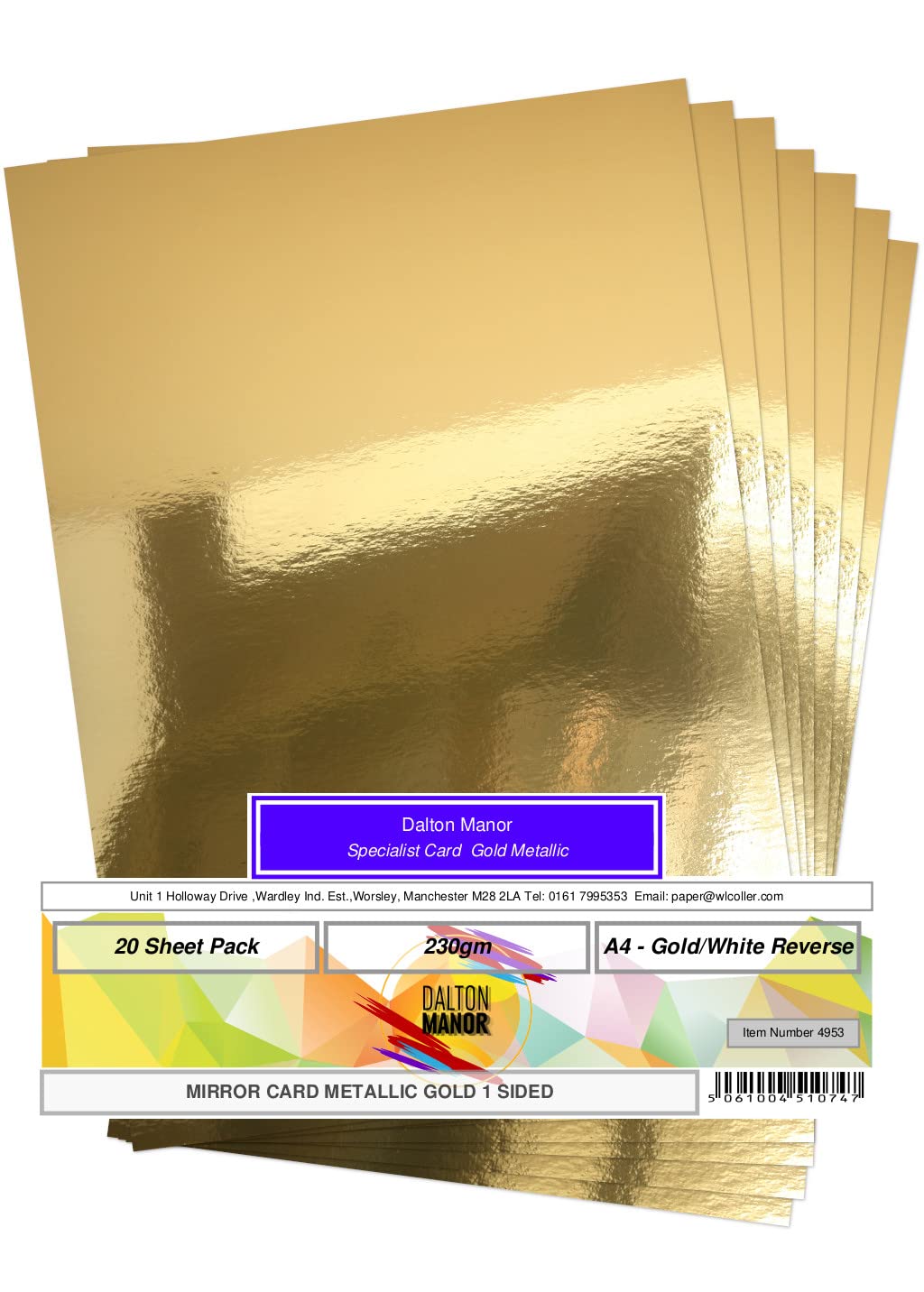Dalton Manor Gold Metallic Card A4 230gsm Pack 20