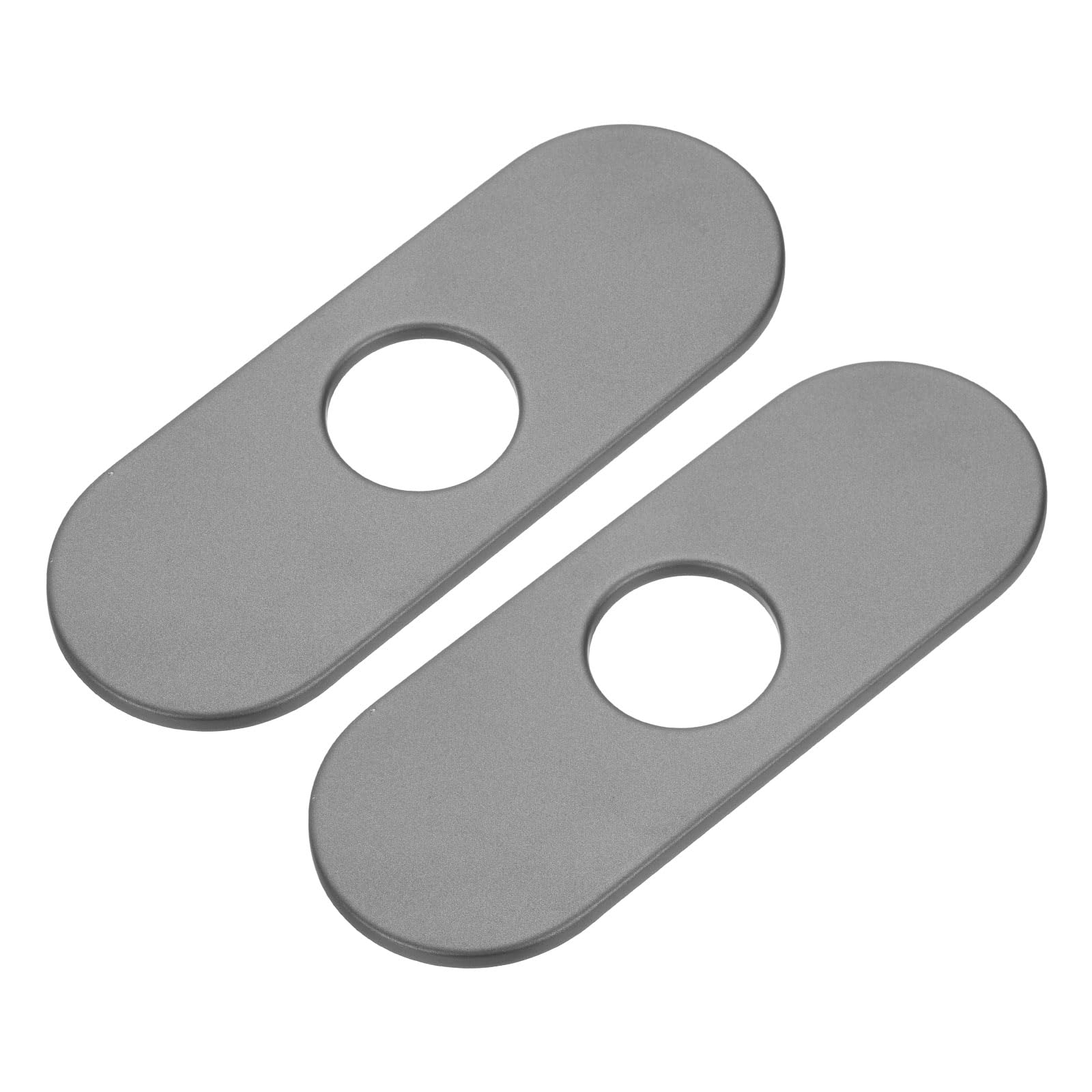 uxcell 2pcs 6 Inch Hole Cover Deck Plate Escutcheon, Stainless Steel Sink Cover Plate for Bathroom or Kitchen Sink Faucet, Oval Grey