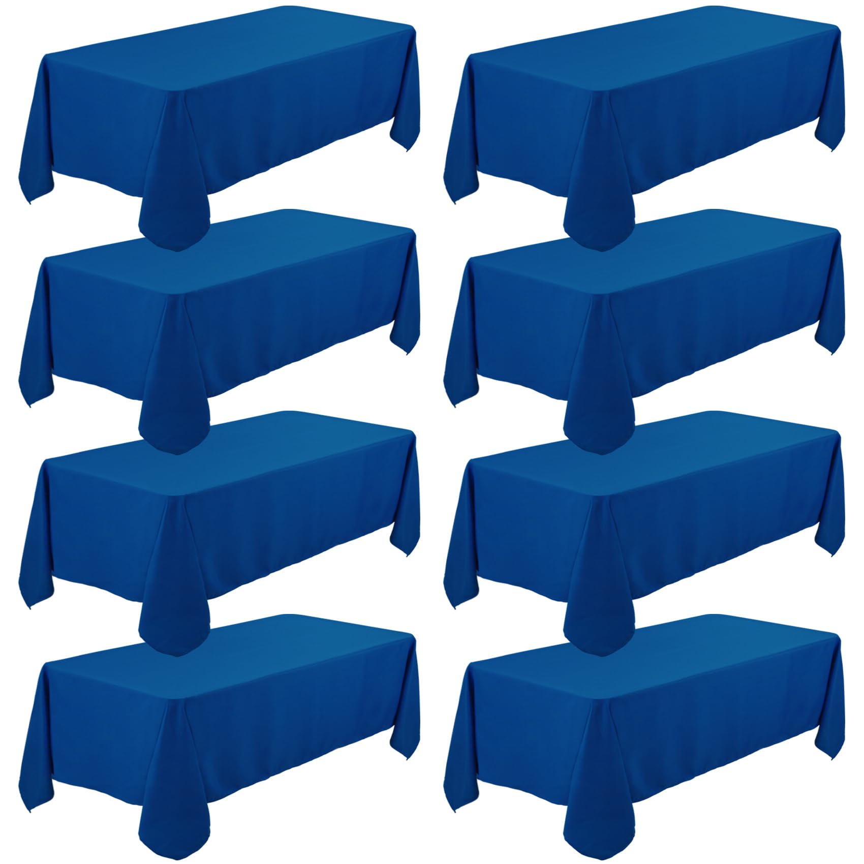 Photo 1 of 8 Pack Premium Royal Blue Tablecloth 60 x 126 Inch, Rectangle Table Clothes for 8 Foot Tables Washable Polyester Fabric Table Covers for Wedding Party Reception Banquet Buffet Restaurant