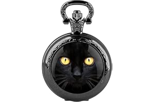 CUSTCH Creative Yin and Yang Wolf Eagle Graphic Quartz Pocket Watch with Chain for Women Men Necklace Unique Pendant Clock Watch Gift Accessories