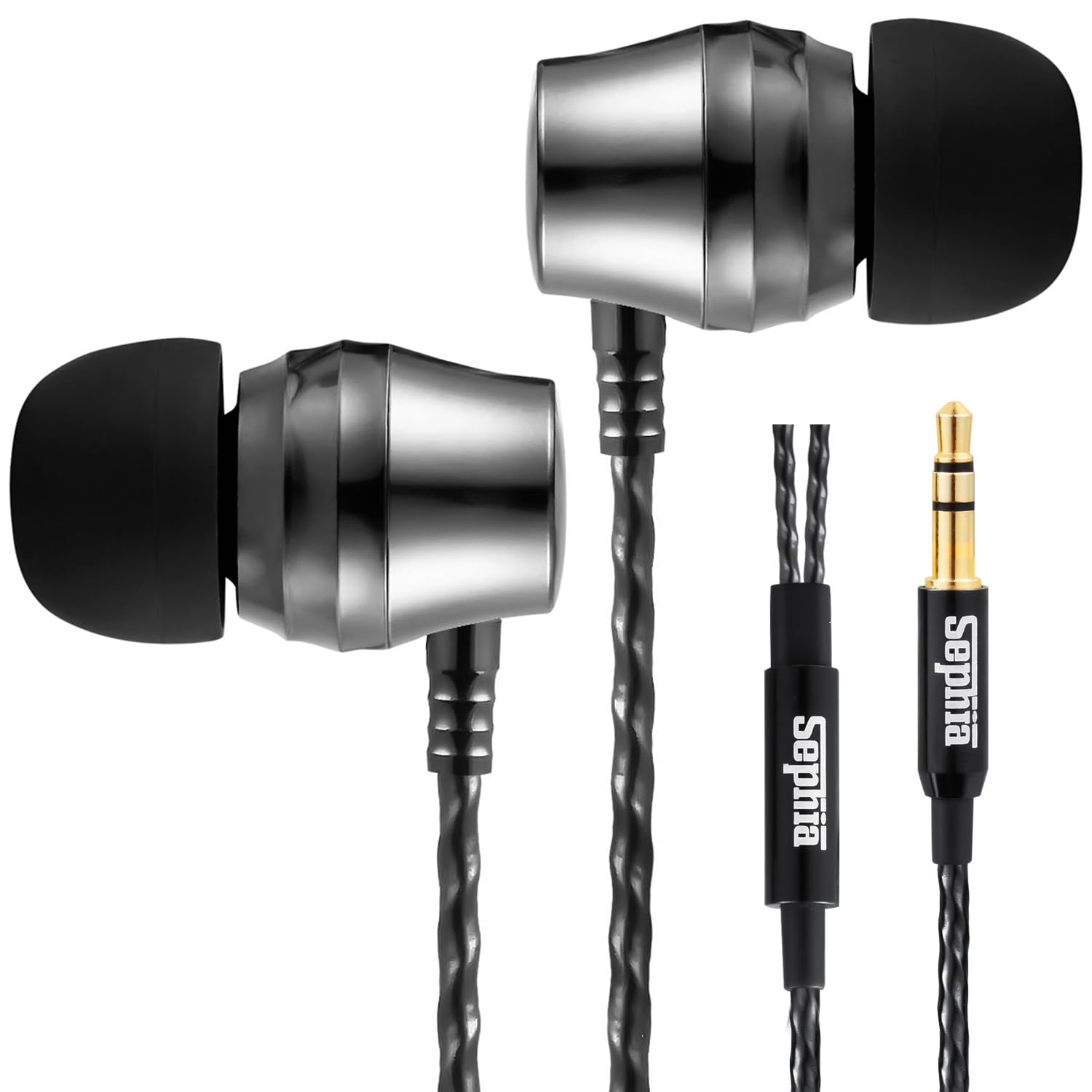 Sephia SP9090 Wired In Ear Headphones, Earphones with Deep Bass, Noise Isolating Earbuds, Tangle Free Cable, 3.5mm Jack, Carry Case Included