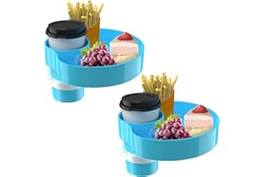SSPONT [2 Packs] Kids Car Seat Tray, Travel Tray with Cup Holder for Toddler Baby, Kids Car Seat Food Snack Organizer for Road Trip, Stroller snack Organizer Travel Must Haves (Sky Blue, 2 PCS)