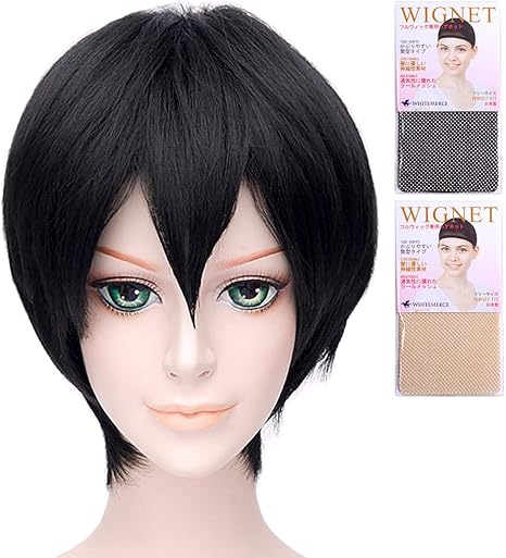 Amazon Caseeden ケースエデン コスプレ ウィッグ コスプレ用ウィッグ ソードアート オンライン Sao 桐ヶ谷和人 キリト 七瀬遙 弱虫ペダル Free 七瀬遙 ショート ブラック 黒髪 黒 ホワイトメルチェ ウィッグネット2個セット コスプレ 仮装 通販