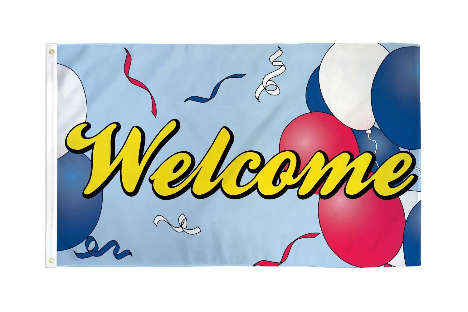AZ FLAG - Welcome With Balloons Flag - 3x5 Ft - 100D Polyester Welcoming Banner with Two Metal Grommets - Fade Resistant - Vivid Colors - 3' x 5' Feet - 150x90 Cm