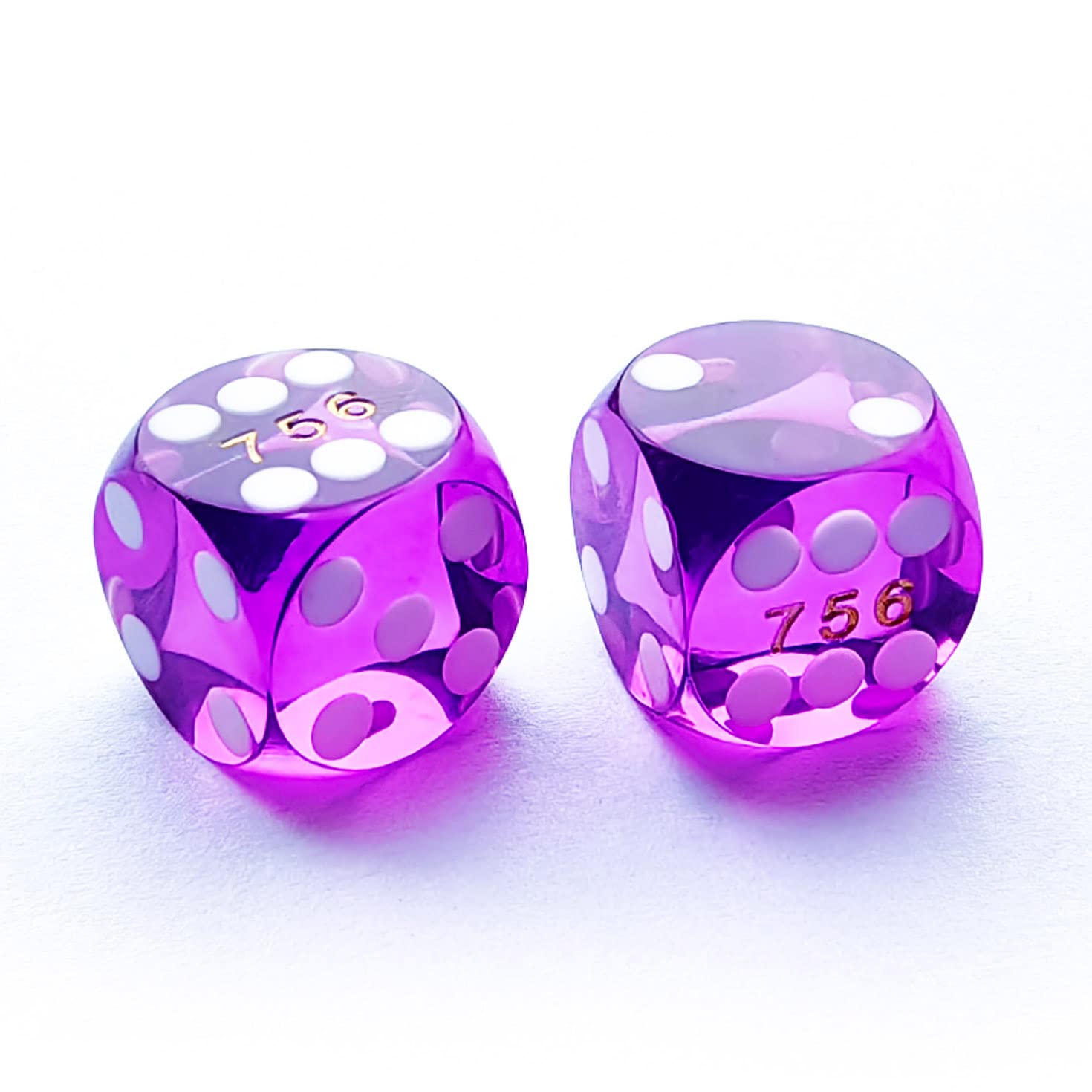 Bescon Professional Precision Dice Round Corner 9/16" (14.3mm) with Random Serial Number, Precision Cut Dice 14.3MM Gem Purple, 2pcs Set — image 1