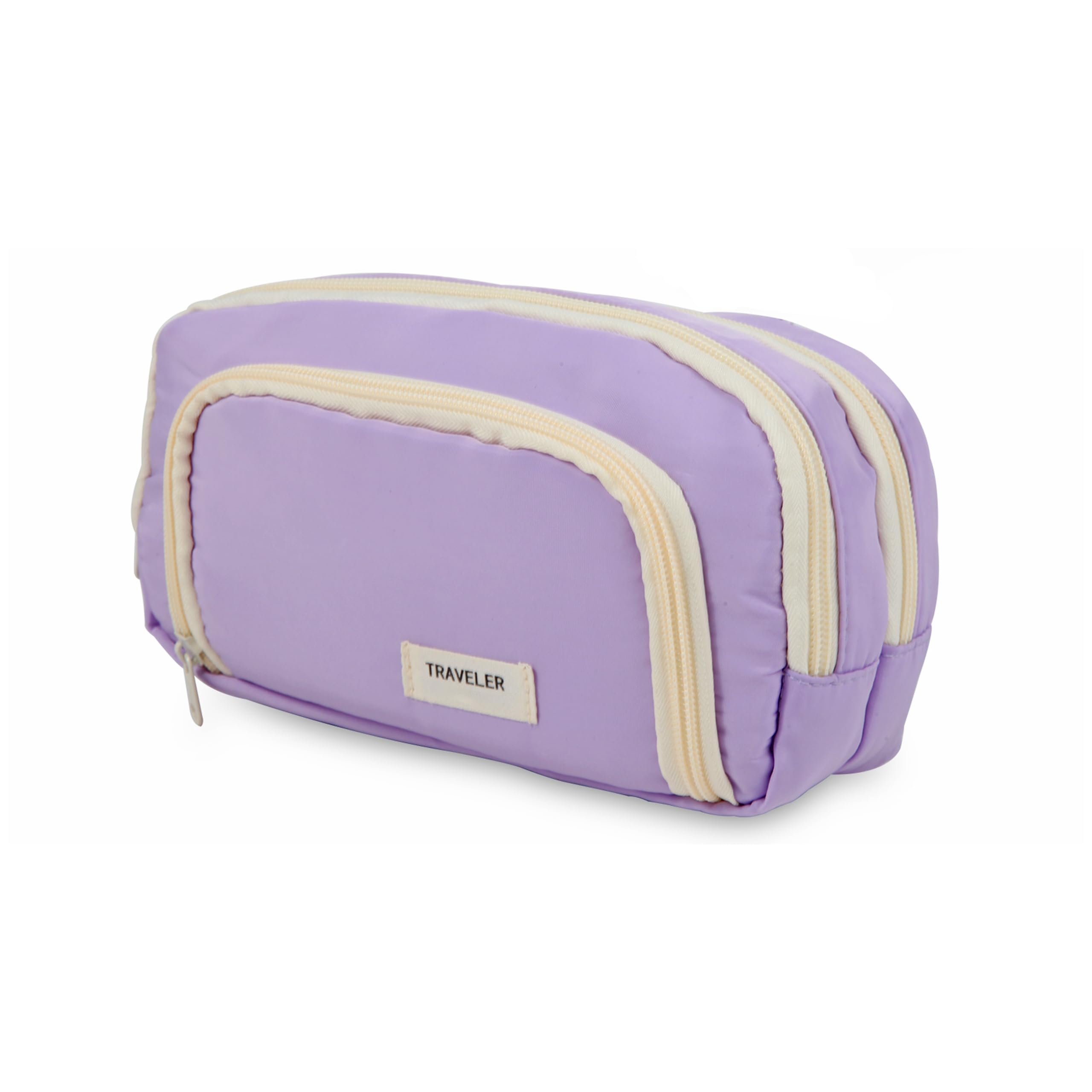 SZWLJ Large Pencil Cases for Girls, Pencil Cases Boys, Simple Durable Cute Pencil Case, Multifunctional Pencil Bag, 4 Clam Clip Dispensers (Three-Tier, Purple)