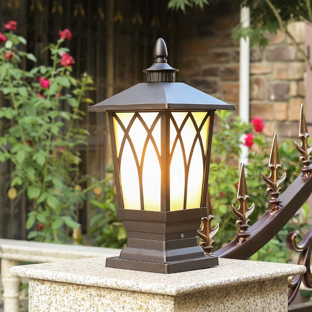 Crayom Durable Aluminum Waterproof Pillar Lamp Yard Column Lantern