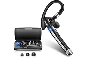 Bluetooth Headset V6.1, Wireless Bluetooth Earpiece with 500mAh Charging Case 100 Hours Talking Time, CVC8.0 Noise Cancelling