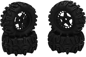 banapoy 4PCS RC Wheel Tires Set, RC Off Road Crawler Car Wheels and Tires, 90MM Diameter, Replacement for 1/14 1/16 Scale Bug