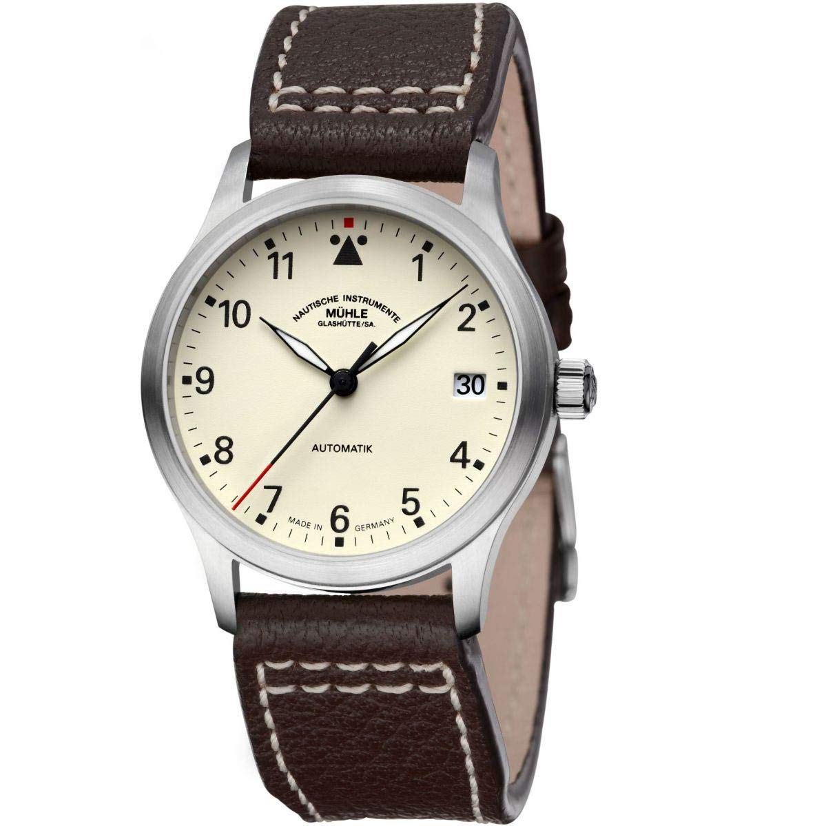 Muhle Glashutte Terrasport III Womens Automatic Pilot Watch - 34mm Ivory Face with Luminous Hands, D