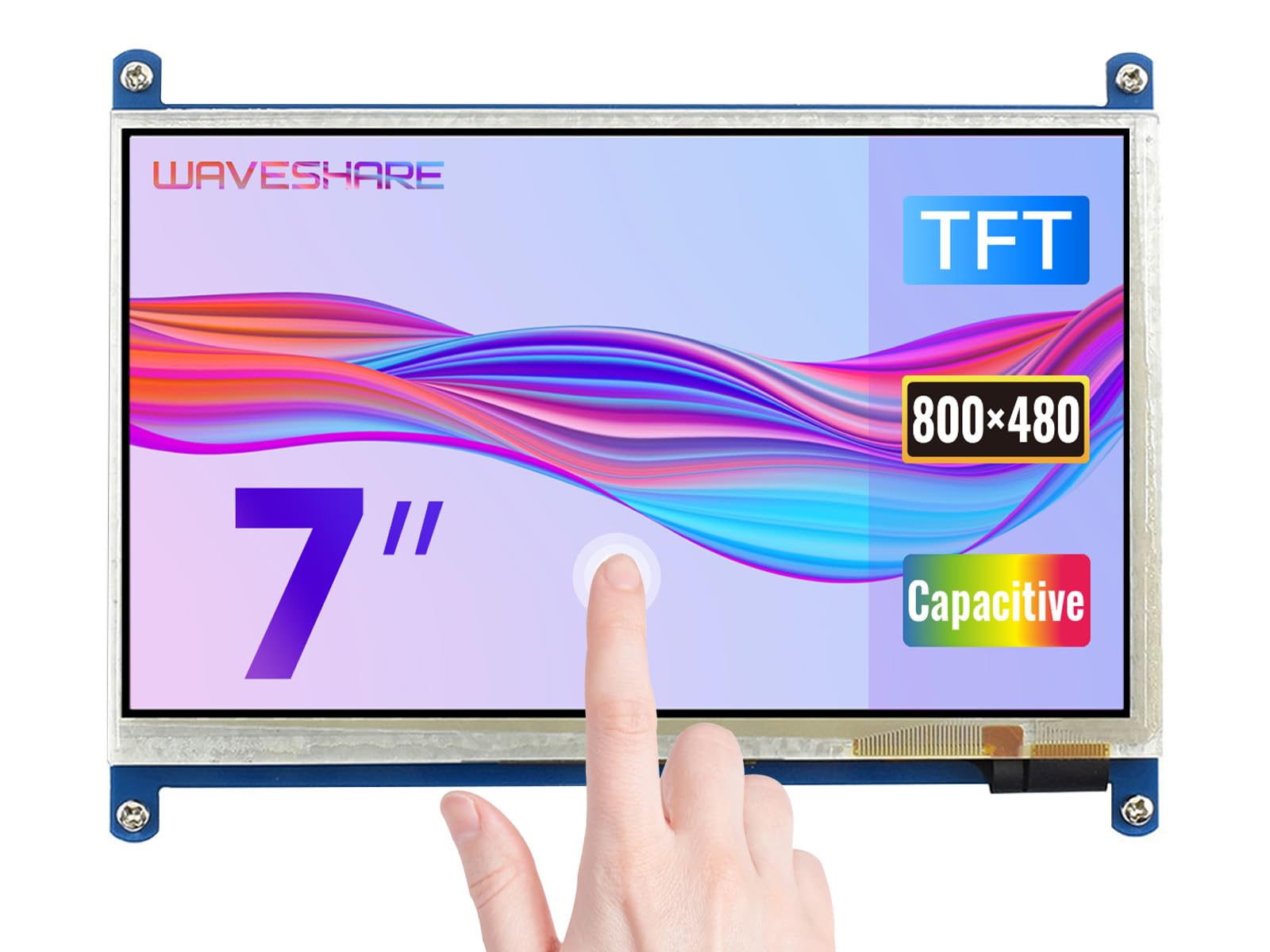 Waveshare 7 inch Display for Raspberry Pi 4 Capacitive 5-Points Touchscreen HDMI LCD (B) 800x480 Resolution Supports All Raspberry Pi/Windows PC Driver Free Low Power Consumption